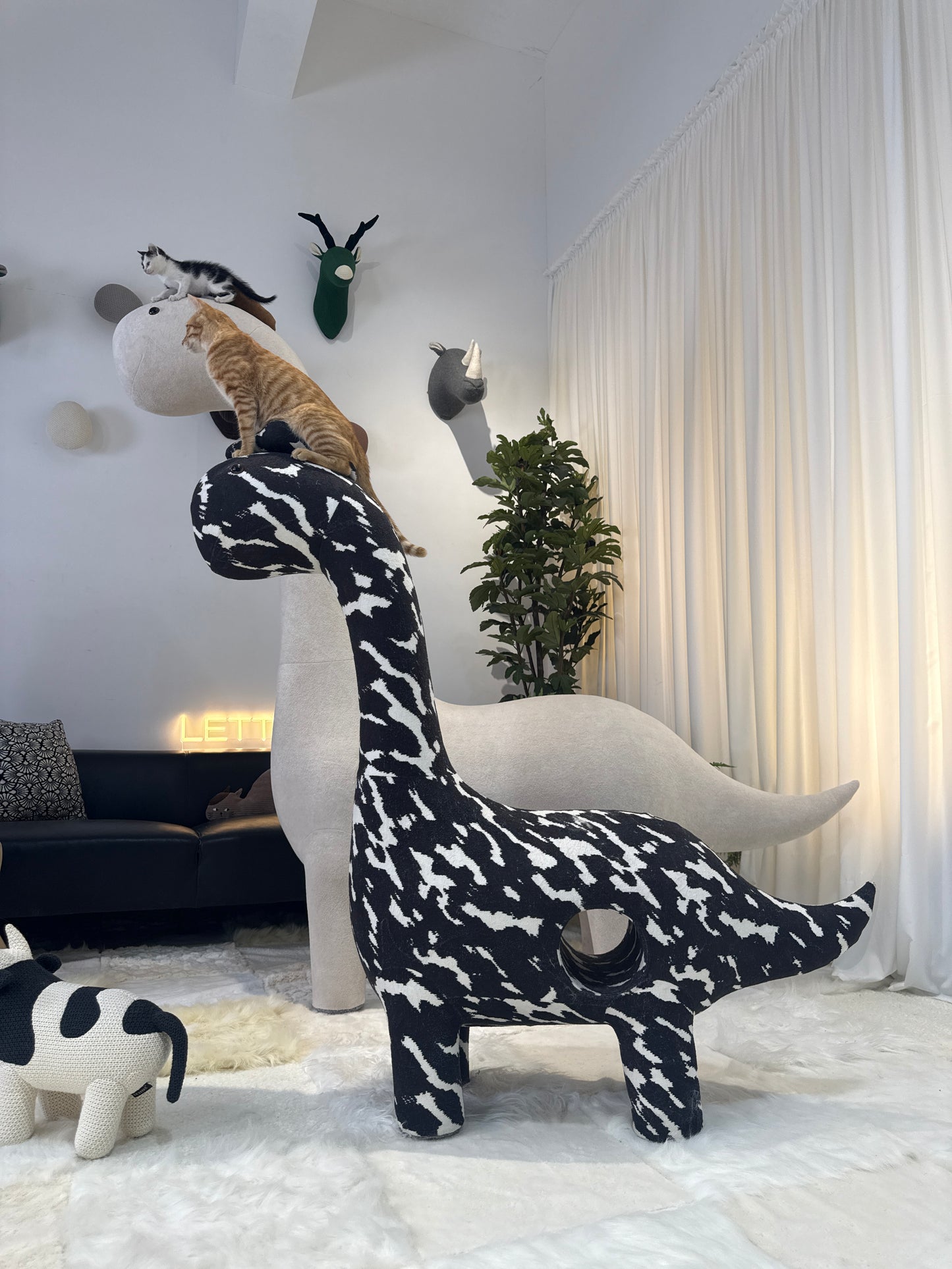 1.25Meters Dinosaur Cat Tree with Cave-Pet Friendly Furniture