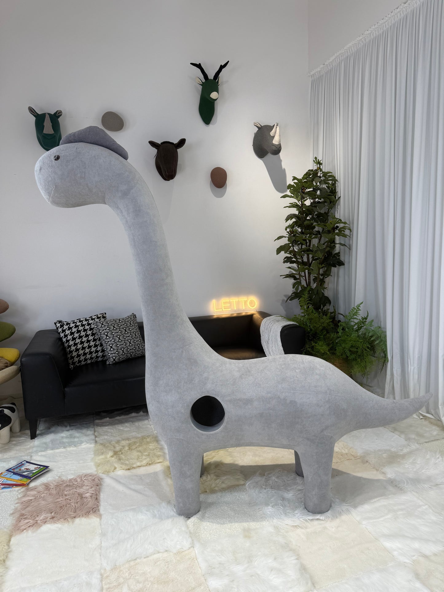 Upgraded anti - cat scratch-2Meters Giant Dinosaurs with Cat Nest-LettoDen Cat tree