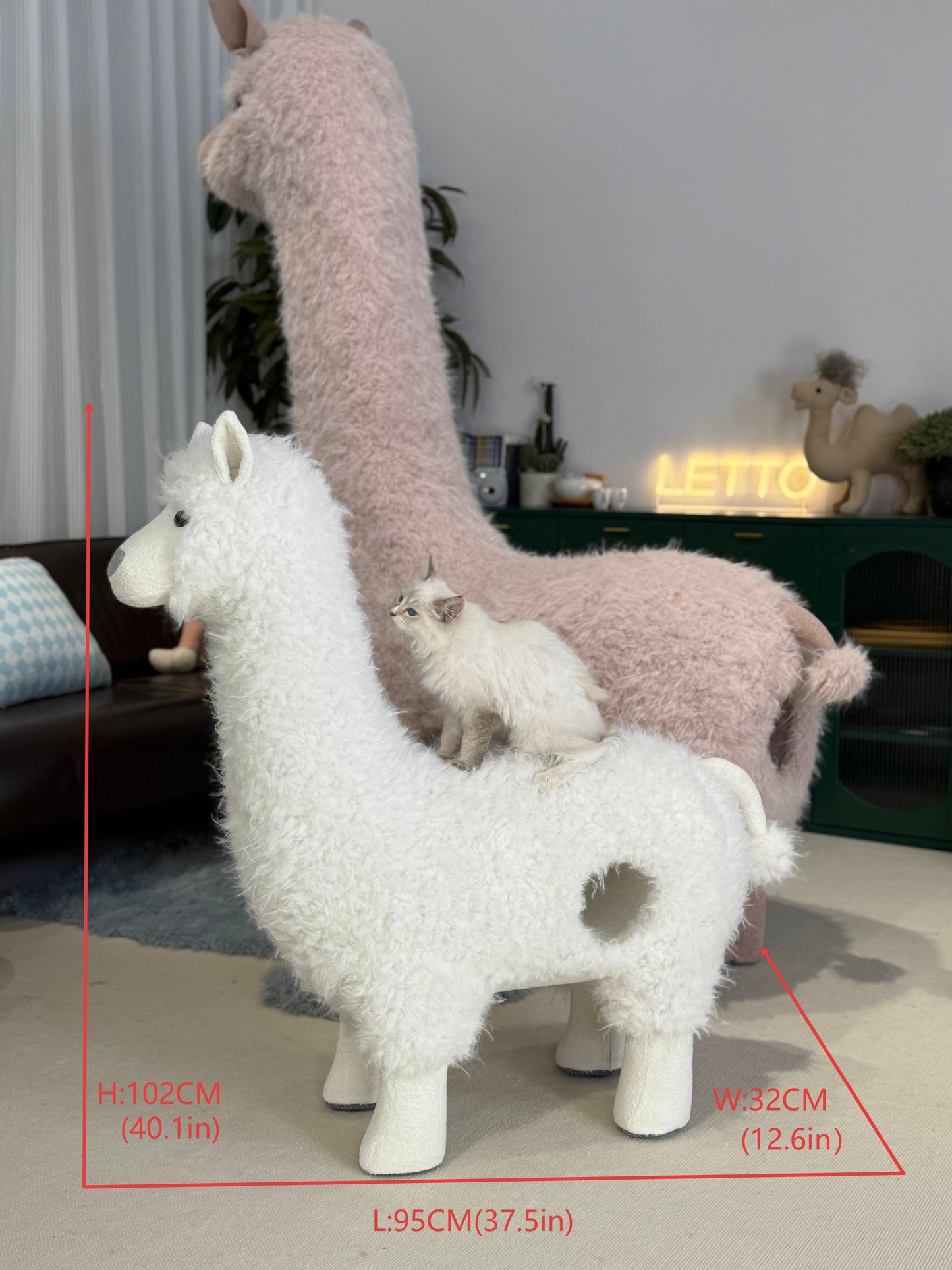 Lettoden Cat Tree - Medium-sized Alpaca-shaped Pet - friendly Furniture with Holes