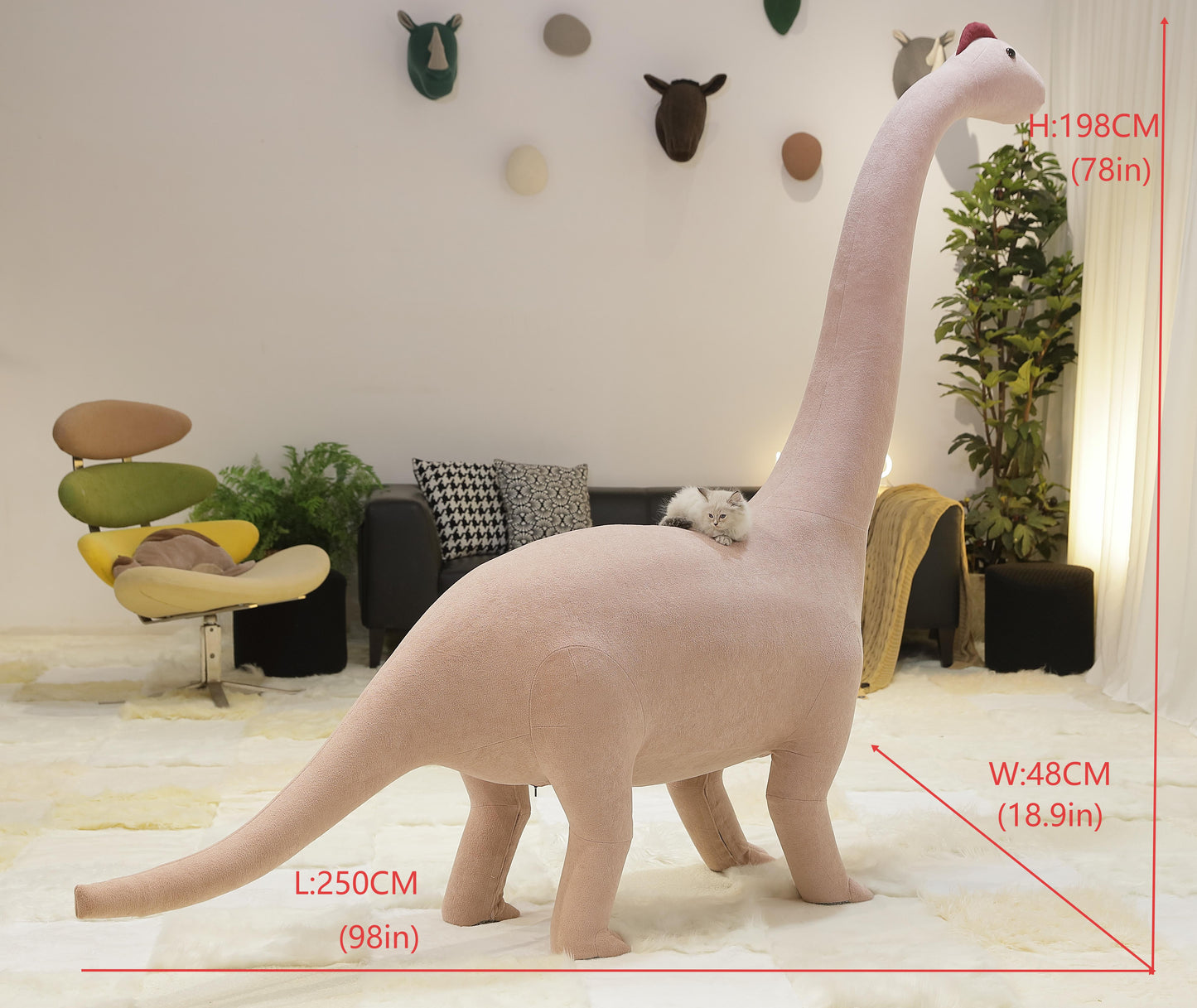 2Meters Giant Brachiosaurus Pet-Friendly Furniture