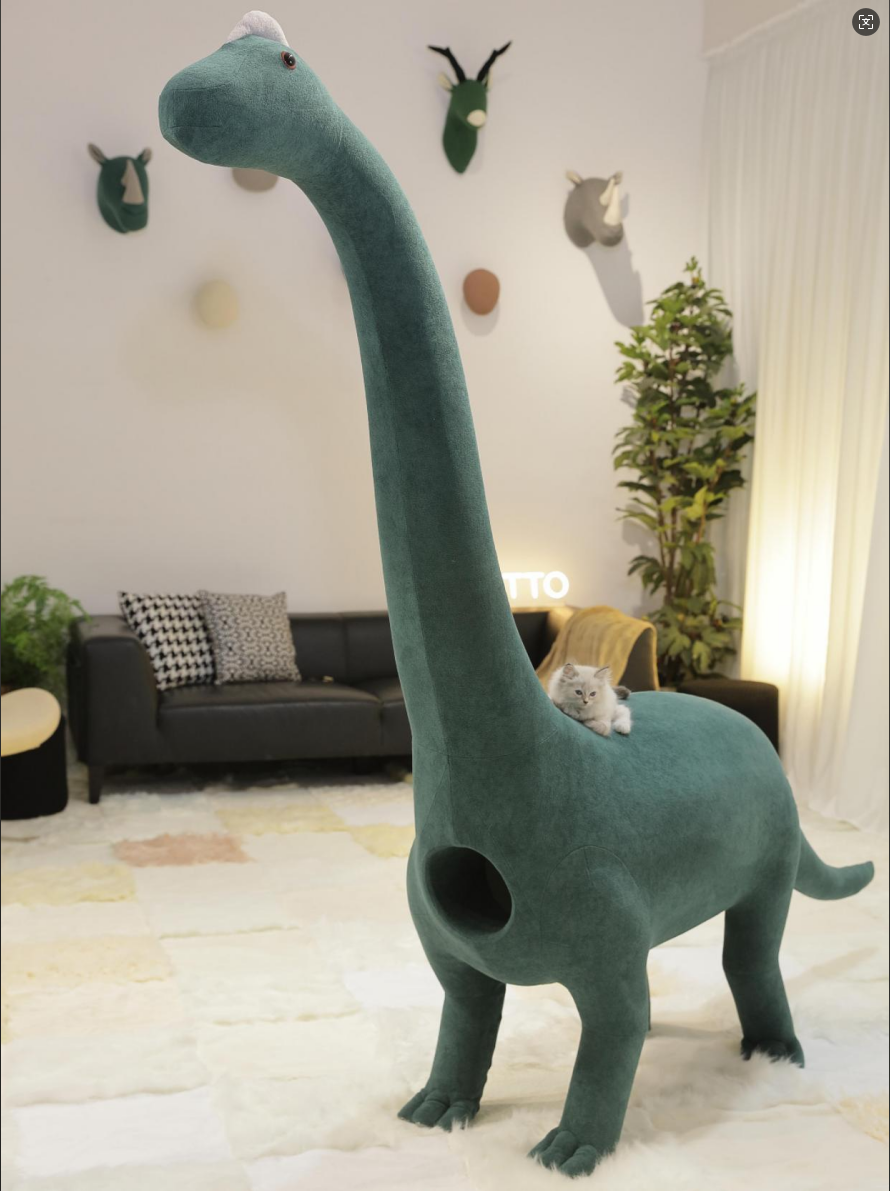 Upgraded version with cat kennel, 2 meter giant brachiosaurus pet friendly furniture