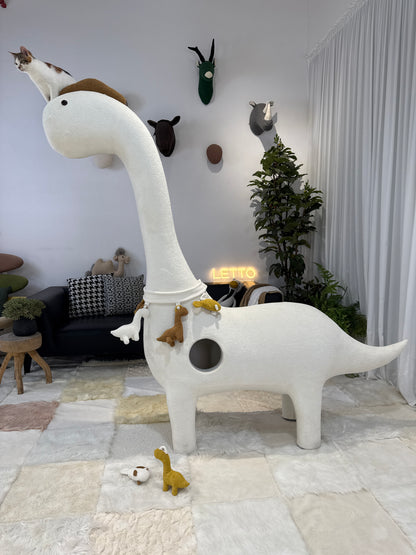 2-Meter Tall Classic Dinosaur-Themed Cat Tree with Built-in Cat Nest – Pet-Friendly & Disassemblable