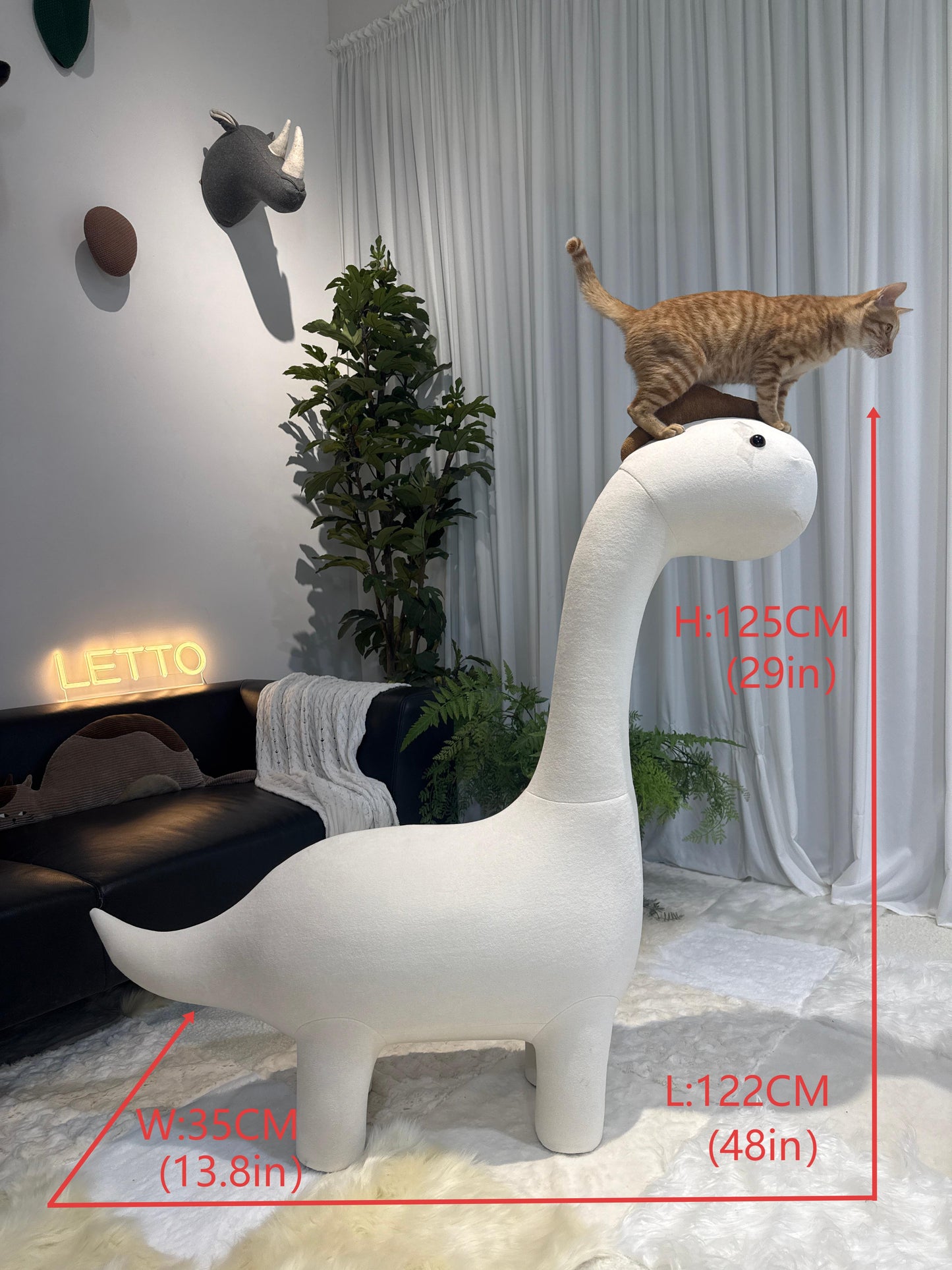 1.25-meter Dinosaur-shaped Cat Tree - Pet-friendly Furniture