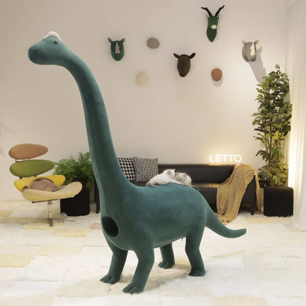 LettoDen 2M High-End Brachiosaurus Cat Tree with Cave Design - 2#yellow